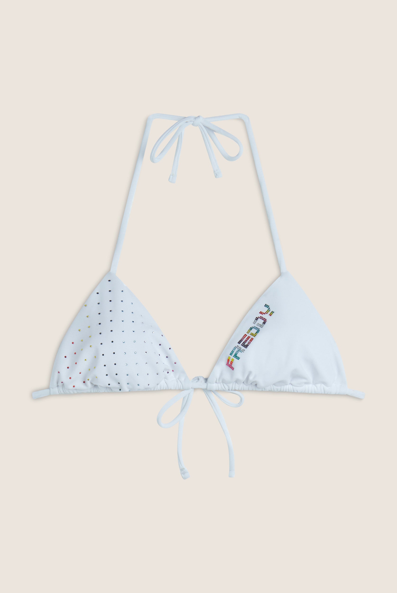 Triangel-Bikinioberteil mit Strassverzierung - WHITE