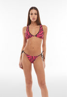 String-Bikinihose mit Zebramuster - FUCHSIA