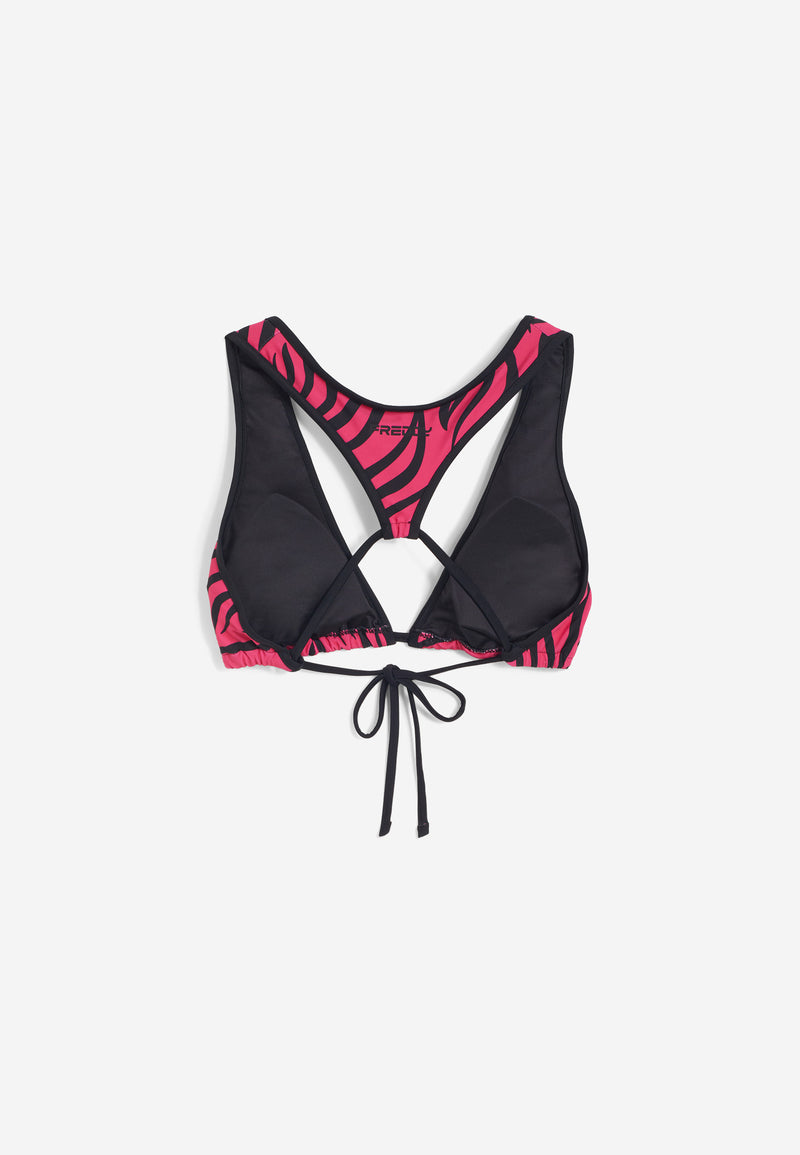Triangel-Bikinioberteil mit Zebramuster - FUCHSIA