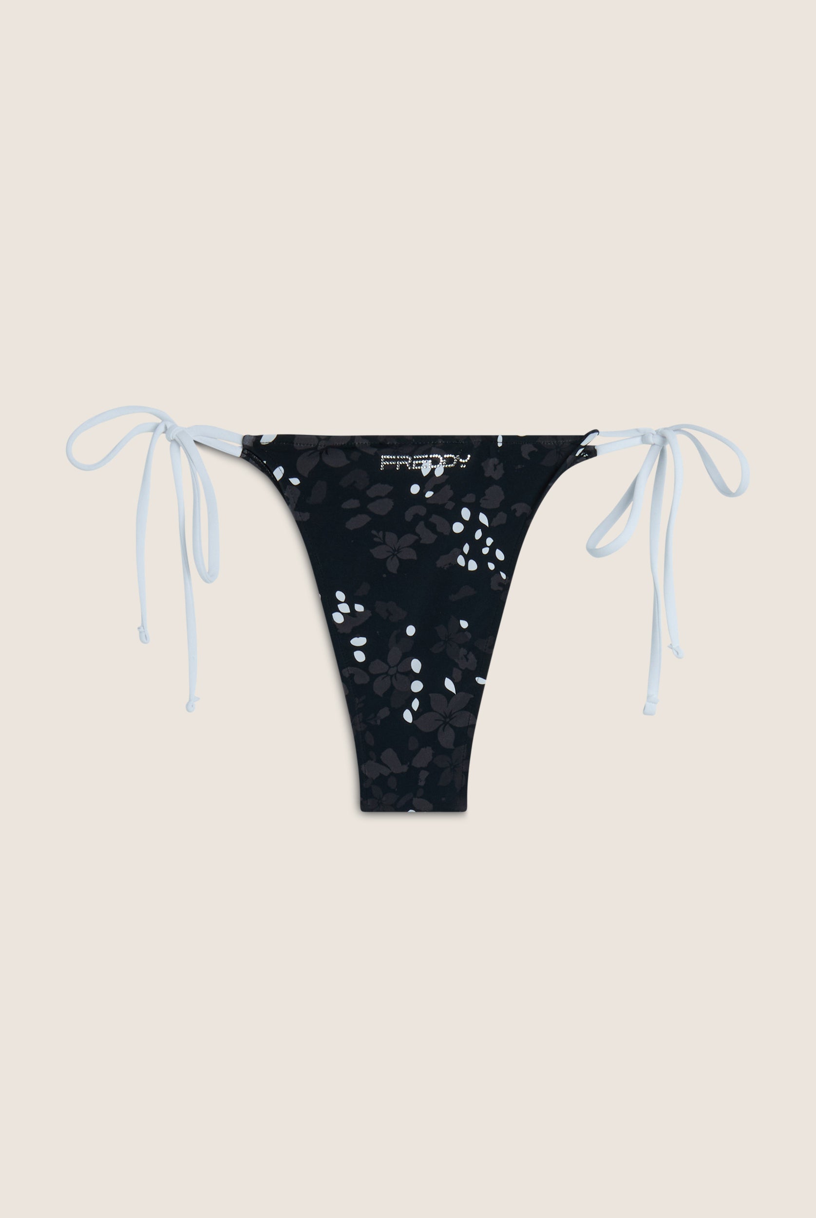 String-Bikinihose mit Blumenmuster - BLACK