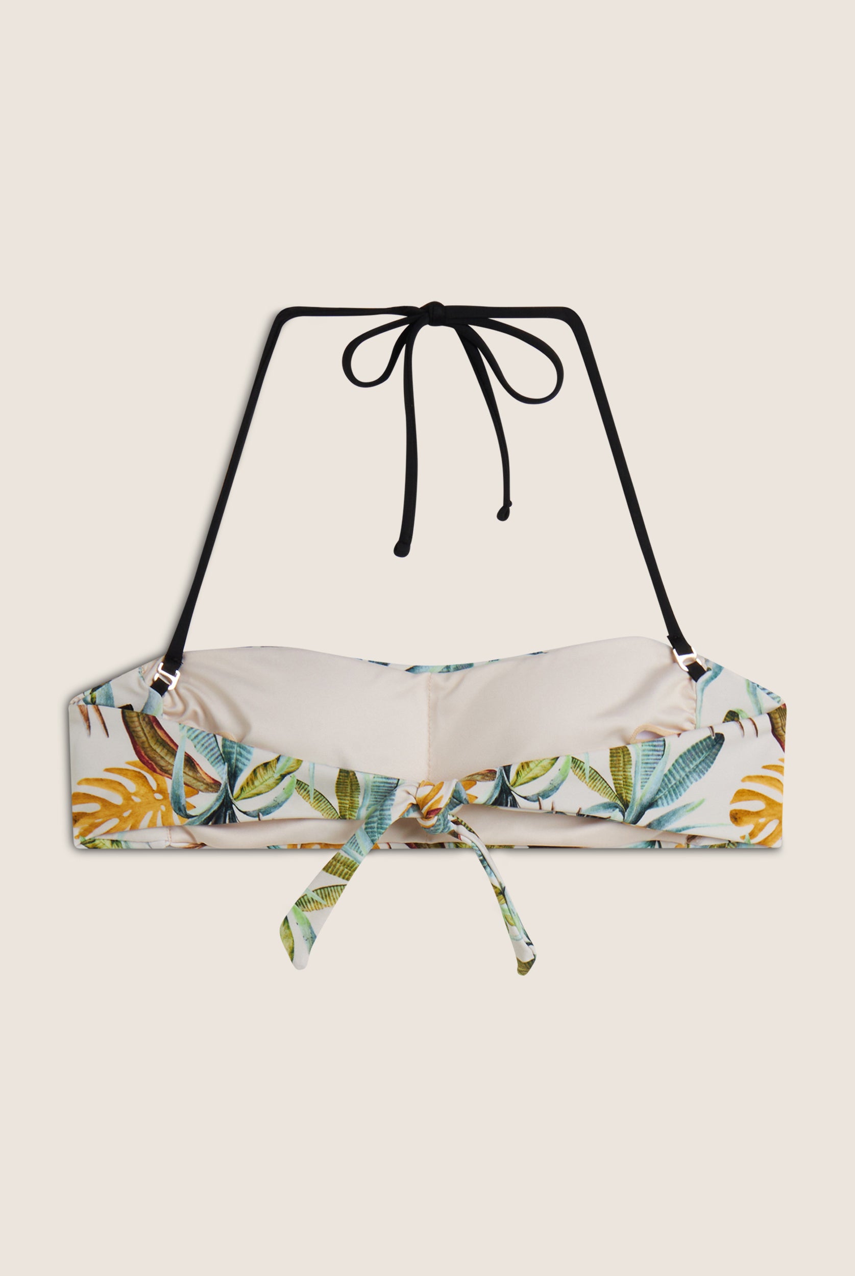 Bandeau-Bikinioberteil mit tropischem Print - SAND