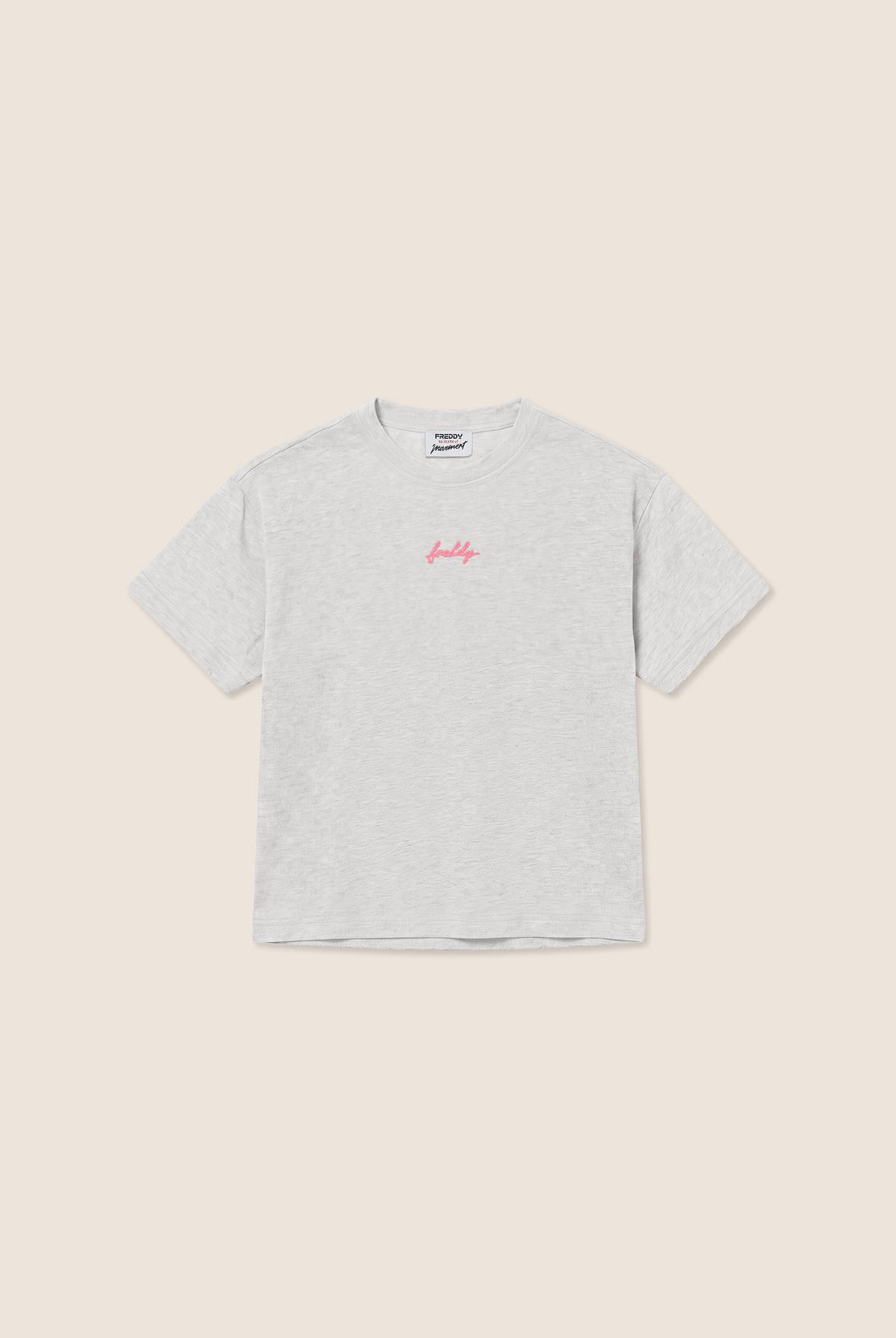 Comfort t-shirt in melange jersey with neon details - White Melange