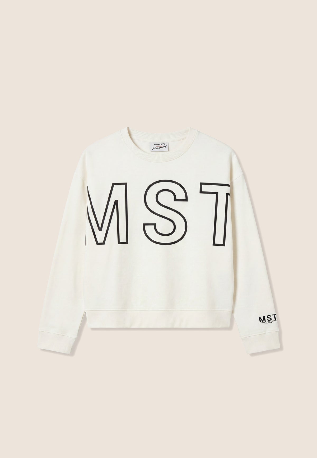 Oversized cropped sweatshirt with large print - Artic Wolf-Black