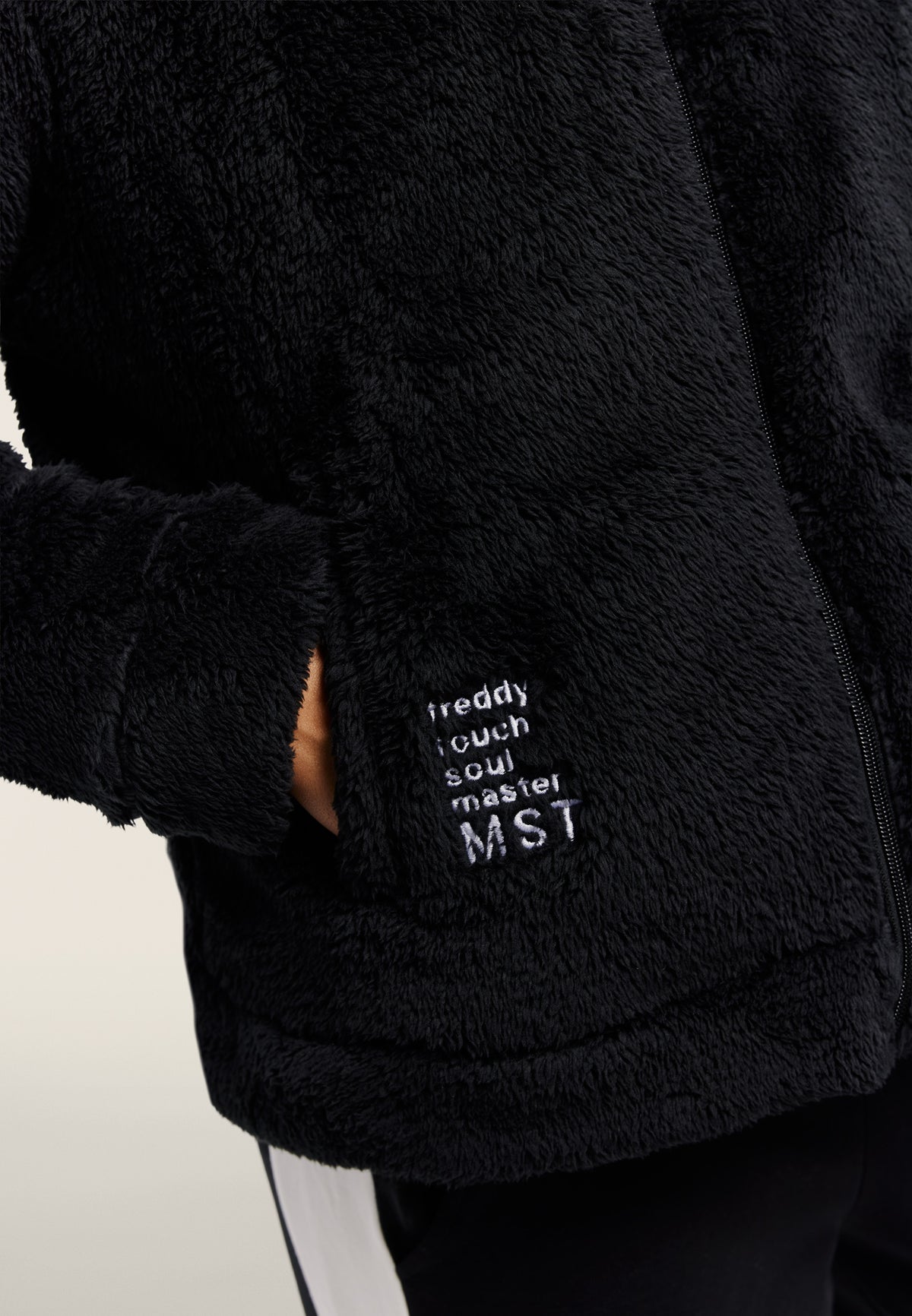 Teddy fleece hoodie with a zip - Black