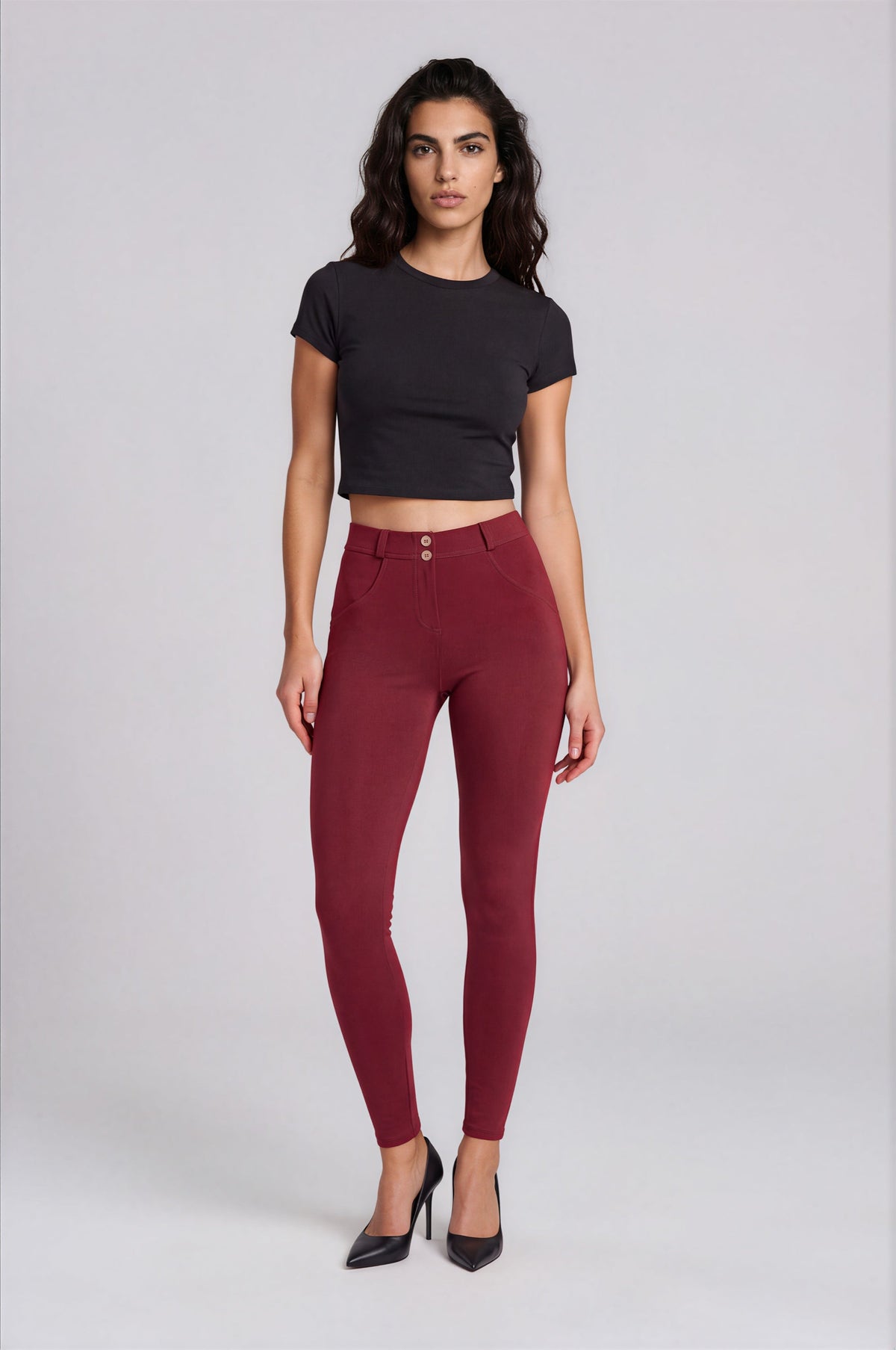 WR.UP Push-Up Regular Waist Skinny Pants - Cabernet Red
