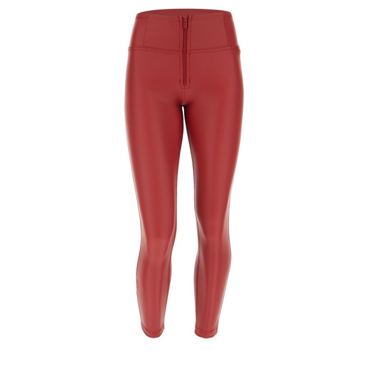 Freddy WR.UP® Vegan Leather Pants - 7/8 High Waist Super Skinn - R68 - Red