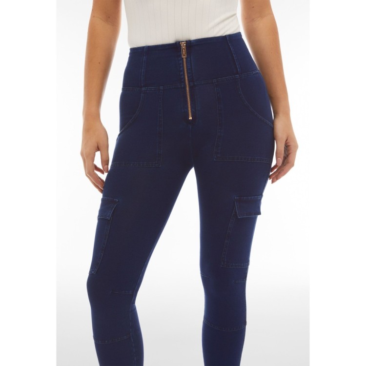 Freddy WR.UP® Jeans - 7/8 High Waist Super Skinny - Cargo Pockets - J0B - Indigo Blue - Blue Seams