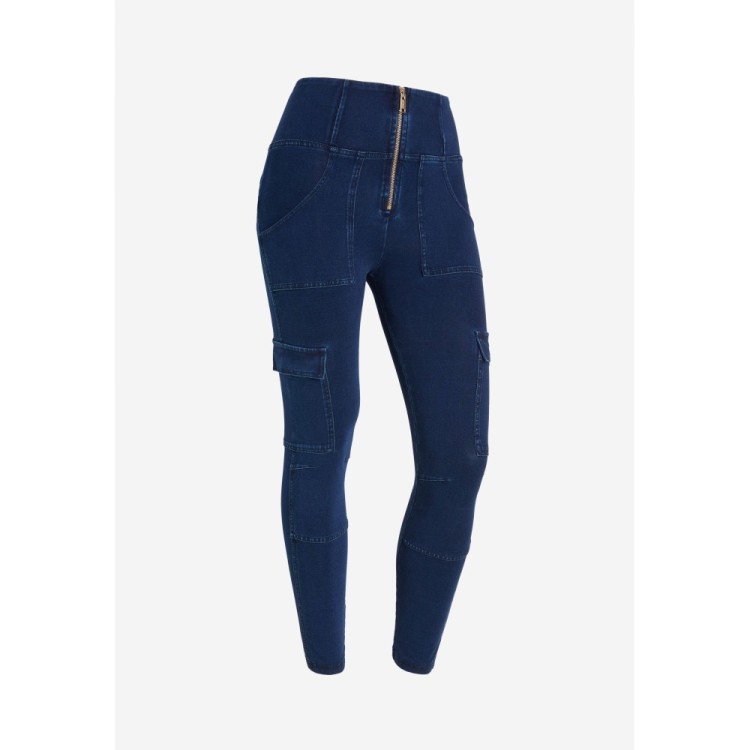 Freddy WR.UP® Jeans - 7/8 High Waist Super Skinny - Cargo Pockets - J0B - Indigo Blue - Blue Seams