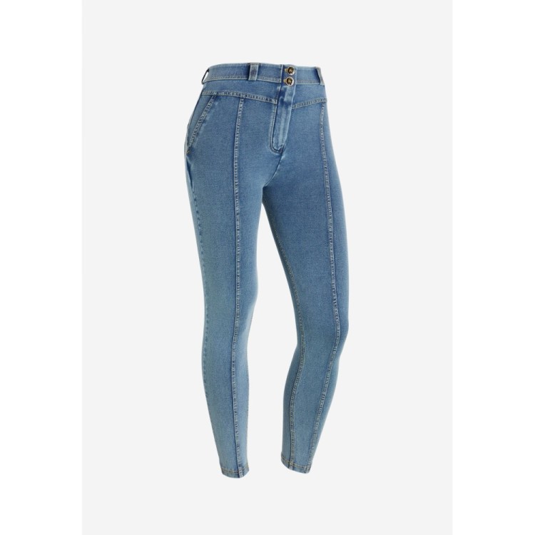 Freddy WR.UP® Jeans - 7/8 Regular High Waist Super Skinny - With Middle Seam - J108Y - Medium Blue - Yellow Seams