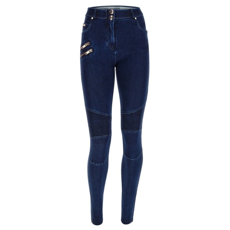 Freddy WR.UP® Snug Push-Up Jeans - Regular High Waist Skinny - Biker-Style - J0B - Dark Denim - Blue Seam