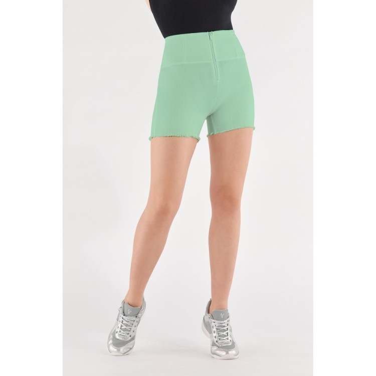 Freddy WR.UP® Denim Effect - High Waist Shorts - Frayed Hemline - D50 - Green Ash