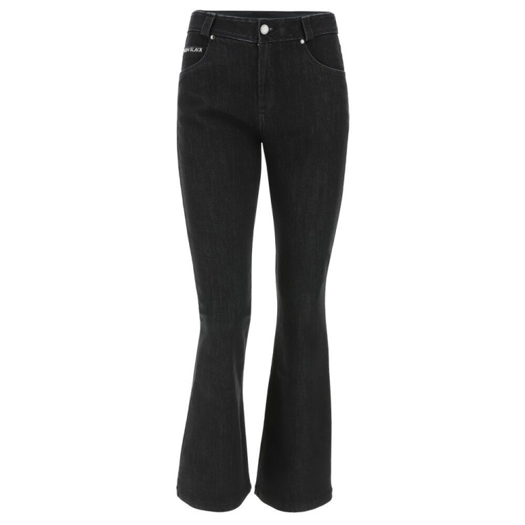 Freddy Fit Jeans - Cropped Flare Jeans in Stretch Denim - J7N - Black Denim - Black Seam