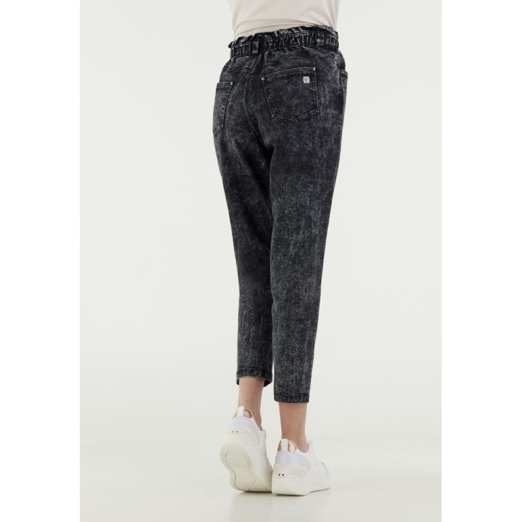 Freddy Fit Jeans - 7/8 Super High Waist Regular - Paperbag Waist - J83N - Bleached Grey Denim - Black Seam