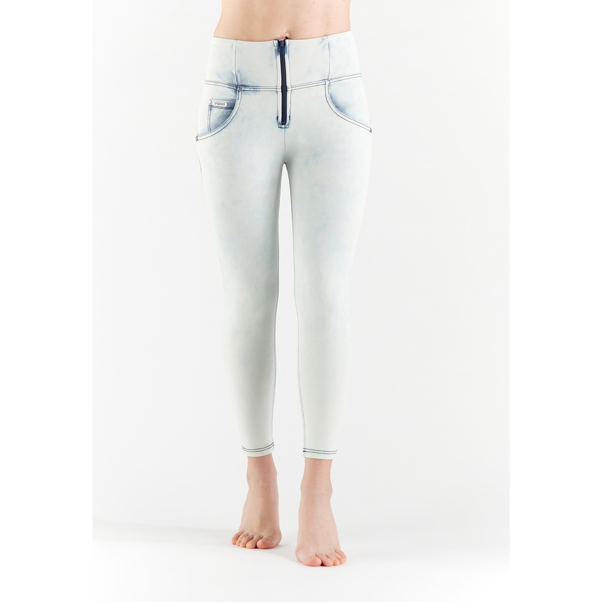 Freddy WR.UP® Snug Denim - 7/8 High Waist Super Skinny - J94B - White Blue Denim - Blue Seam