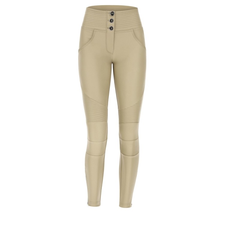 Freddy WR.UP® Eco - 7/8 Mid Waist Super Skinny - Zips At The Hem - Z109 - Tanned Beige
