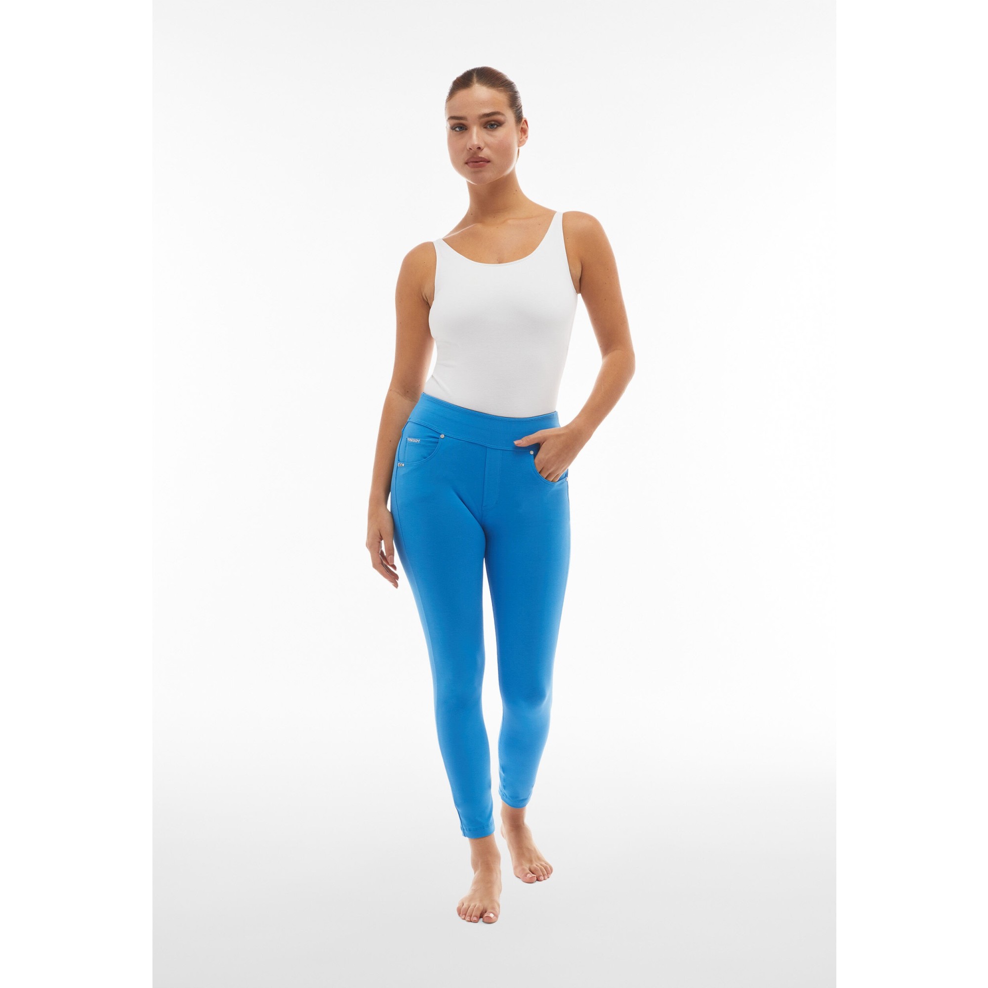 Freddy N.O.W.® Yoga Pants - 7/8 Mid Waist Super Skinny - B132 - Blue