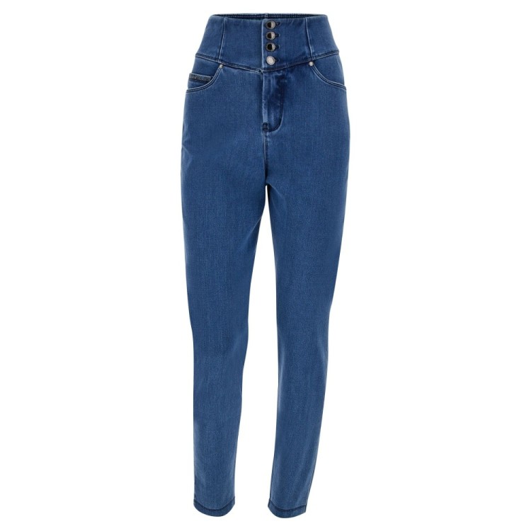 Freddy Fit Jeans - Buttoned Super High Waist Skinny - J4B - Clear Denim - Blue Seam