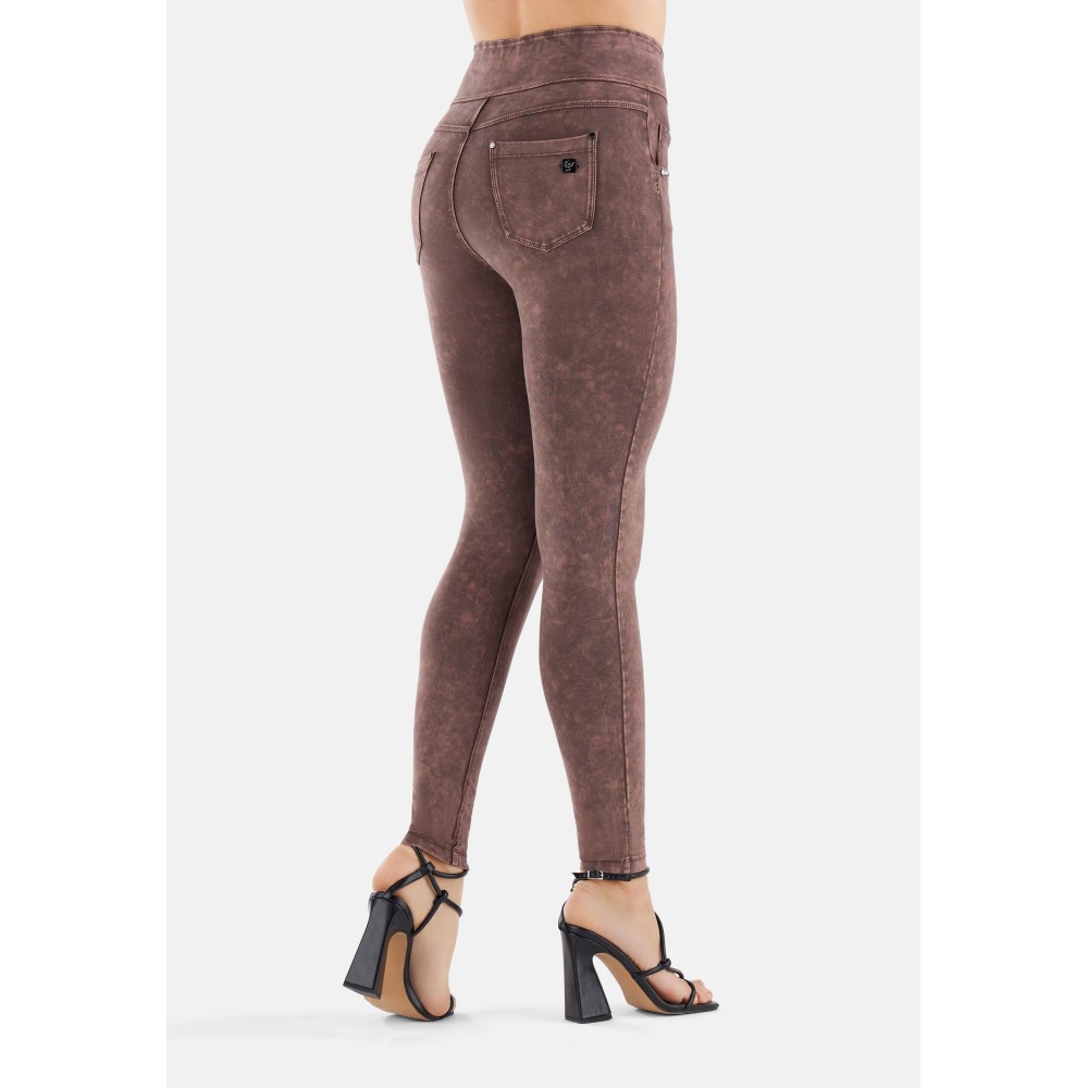 Freddy N.O.W® Yoga Pants - High Waist - Foldable Waist - Garment Dyed - Brown - M29