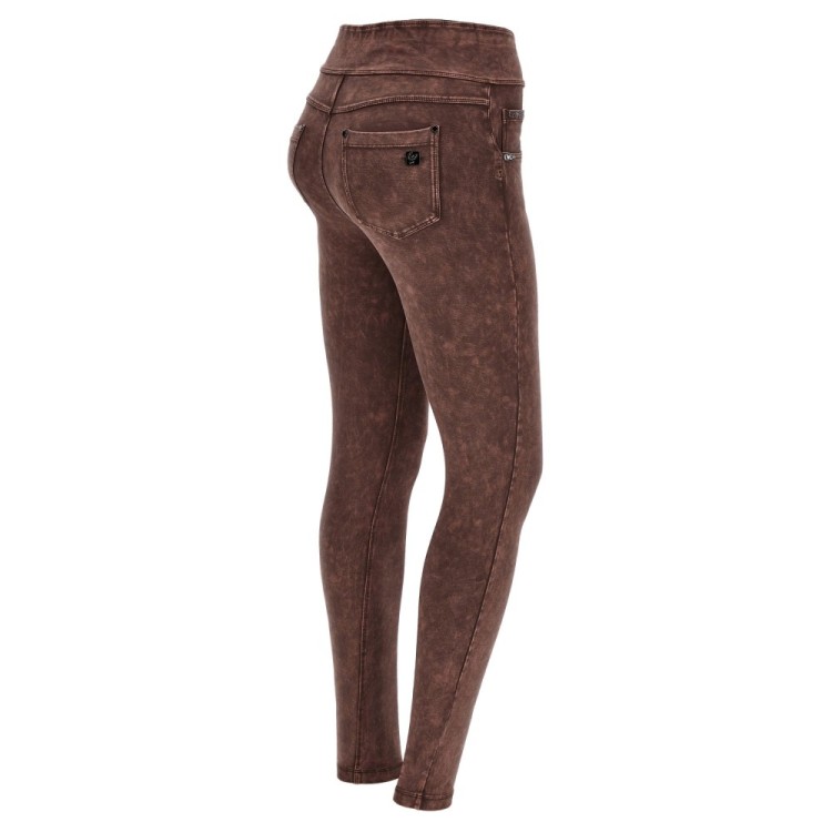 Freddy N.O.W® Yoga Pants - High Waist - Foldable Waist - Garment Dyed - Brown - M29