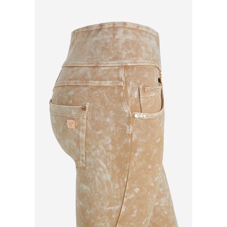 Freddy N.O.W® Yoga Pants - High Waist - Foldable Waist - Garment Dyed - Light Brown - M35
