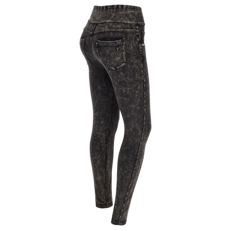 Freddy N.O.W® Yoga Pants - High Waist - Foldable Waist - Garment Dyed - Black - N0