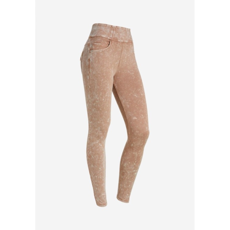 Freddy N.O.W® Yoga Pants - High Waist - Foldable Waist - Garment Dyed - Beige - P80