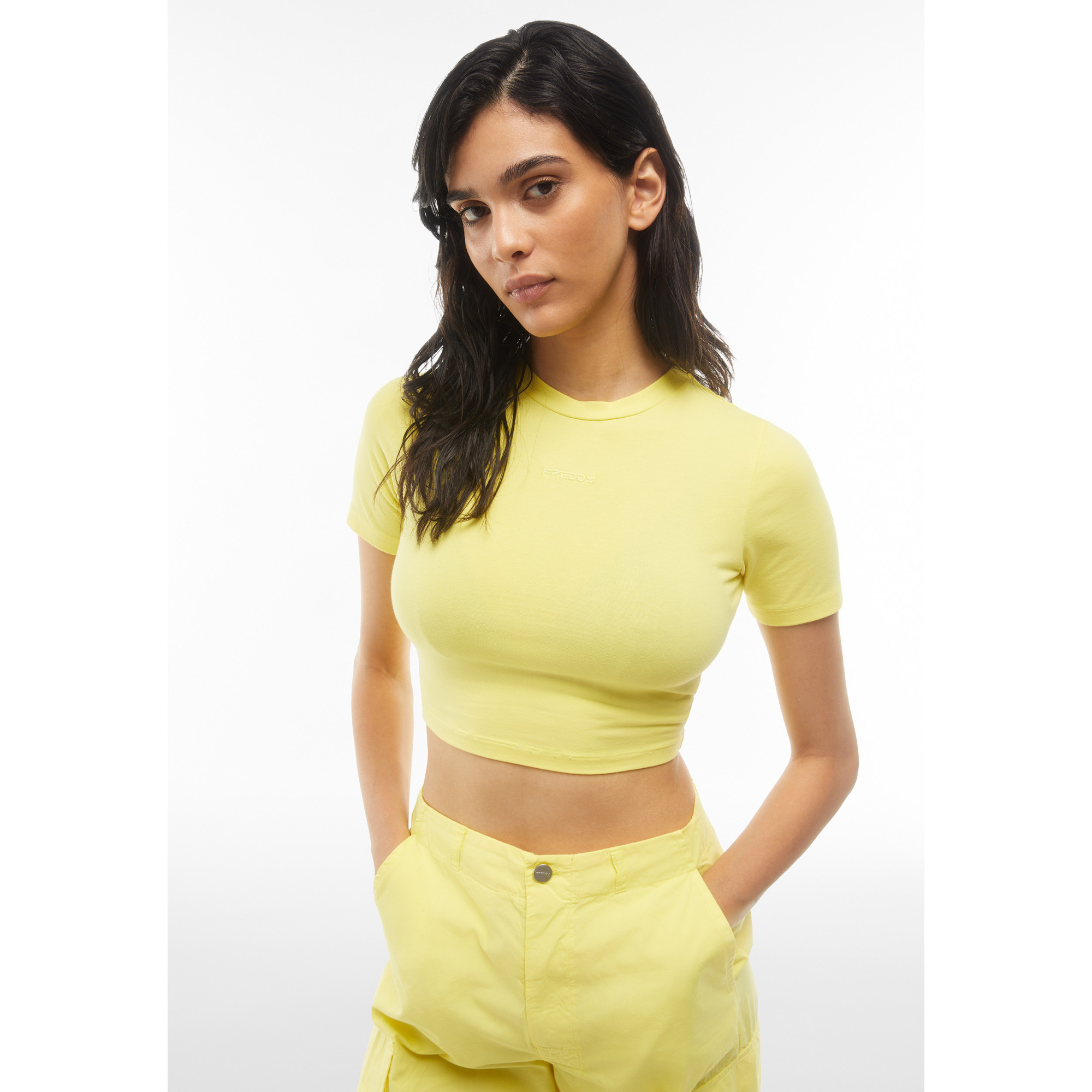 Freddy Slim-Fit Crop Top - Garment-Dyed - Yellow