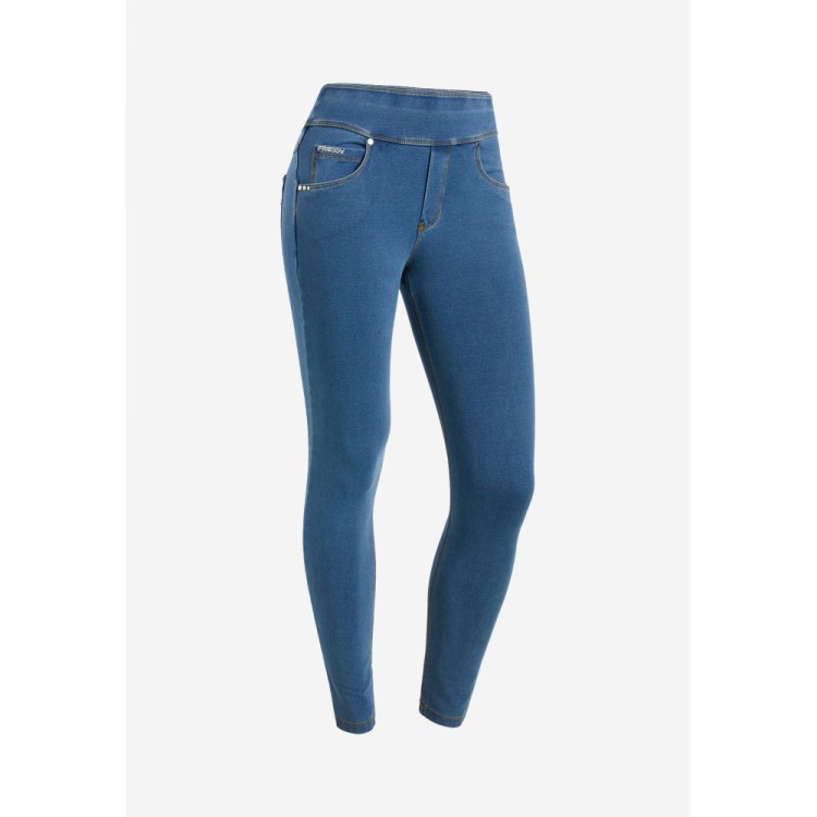 Freddy N.O.W.® Yoga Comfort Jeans - Mid Waist Skinny - Clear Blue Denim - Yellow Seam - J4Y