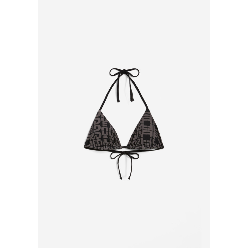 Freddy Triangel-Bikinioberteil mit Allover-Logo-Print - BLACK