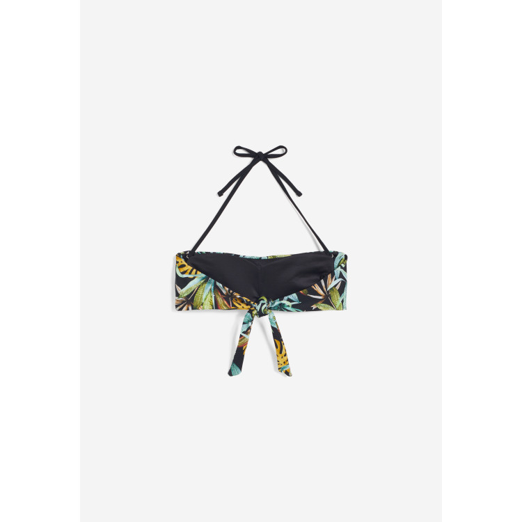 Freddy Bandeau-Bikinioberteil mit tropischem Print - BLACK