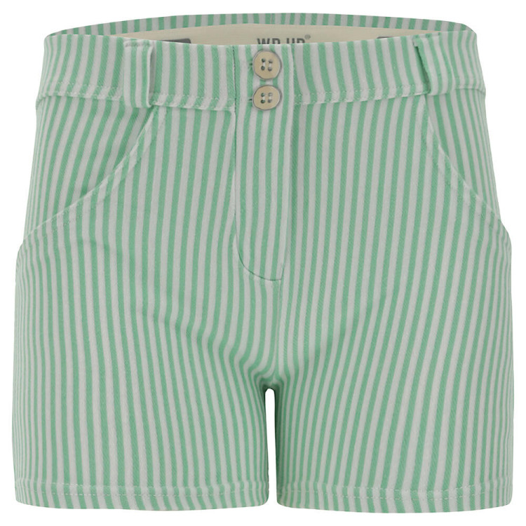 Freddy WR.UP® Shorts - Regular Waist Skinny - Striped - D50W - Green Ash & White Stripes