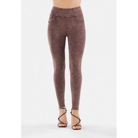 N.O.W® Yoga Pants - High Waist - Foldable Waist - Garment Dyed - Brown - M29