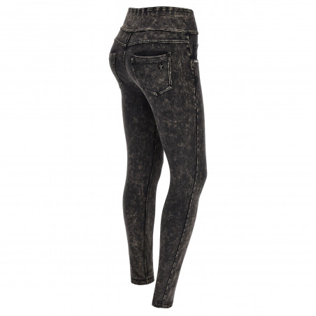 N.O.W® Yoga Pants - High Waist - Foldable Waist - Garment Dyed - Black - N0