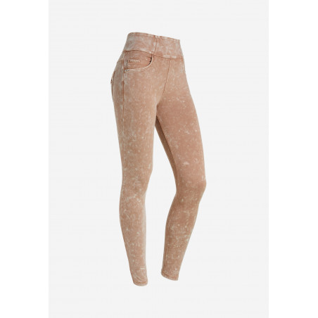 N.O.W® Yoga Pants - High Waist - Foldable Waist - Garment Dyed - Beige - P80