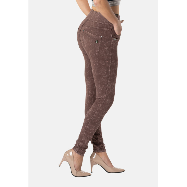 Freddy N.O.W® Yoga Pants - High Waist - Foldable Waist - Garment Dyed - Brown - M29