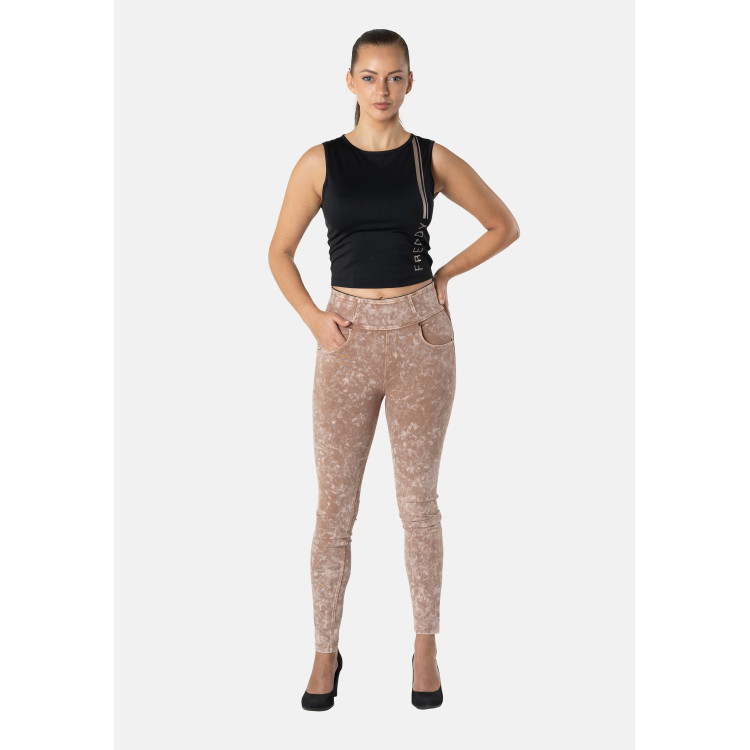 Freddy N.O.W® Yoga Pants - High Waist - Foldable Waist - Garment Dyed - Beige - P80