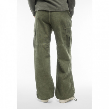 Cold-garment-dyed cargo trousers in canvas - V69CD