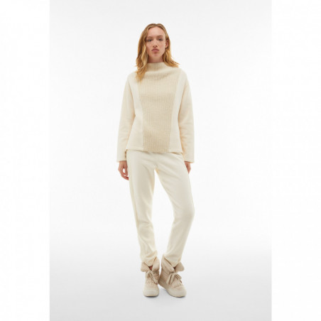 High neck sweatshirt with central rib-knit panel - W50