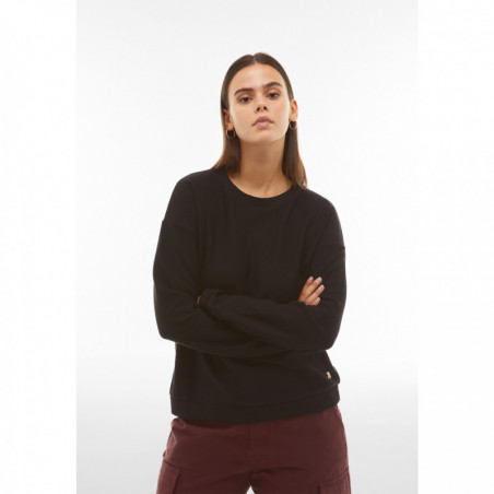 Crew neck sweatshirt with a cable-knit effect - N
