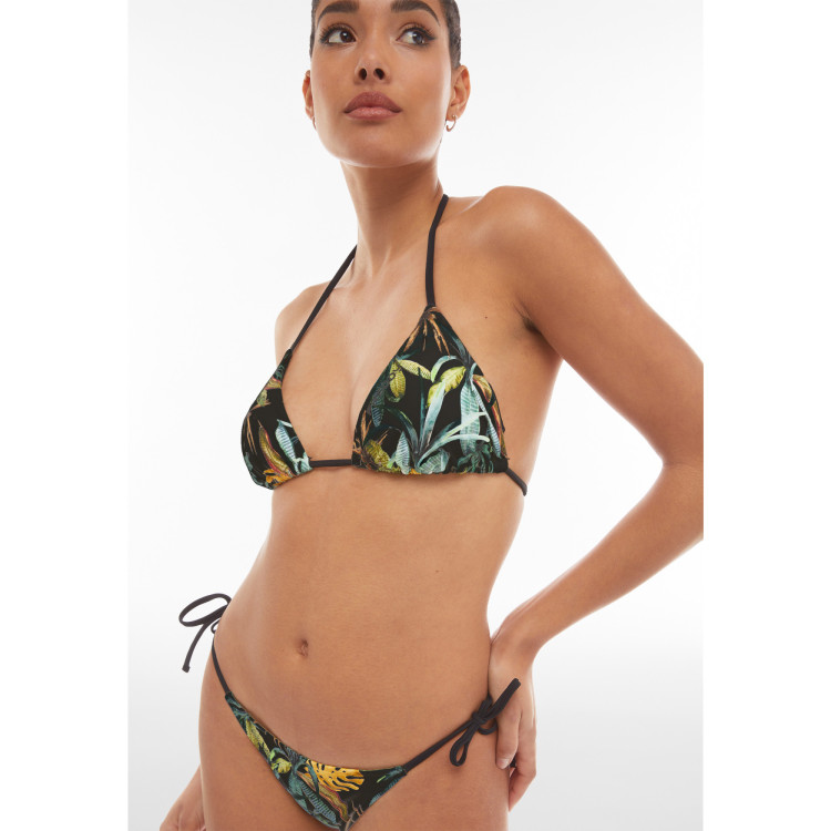 Freddy String-Bikinihose mit tropischem Blattmuster - BLACK