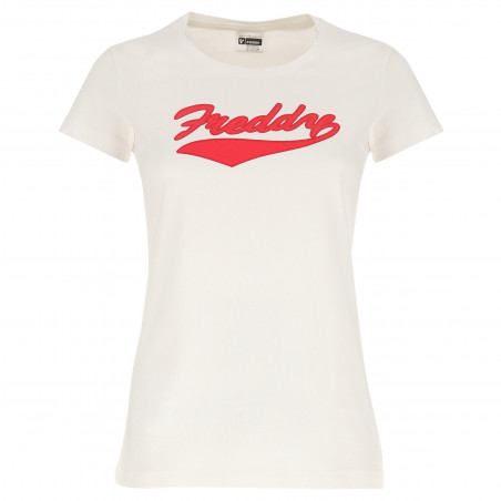 T-Shirt - Red Logo Print - W - White