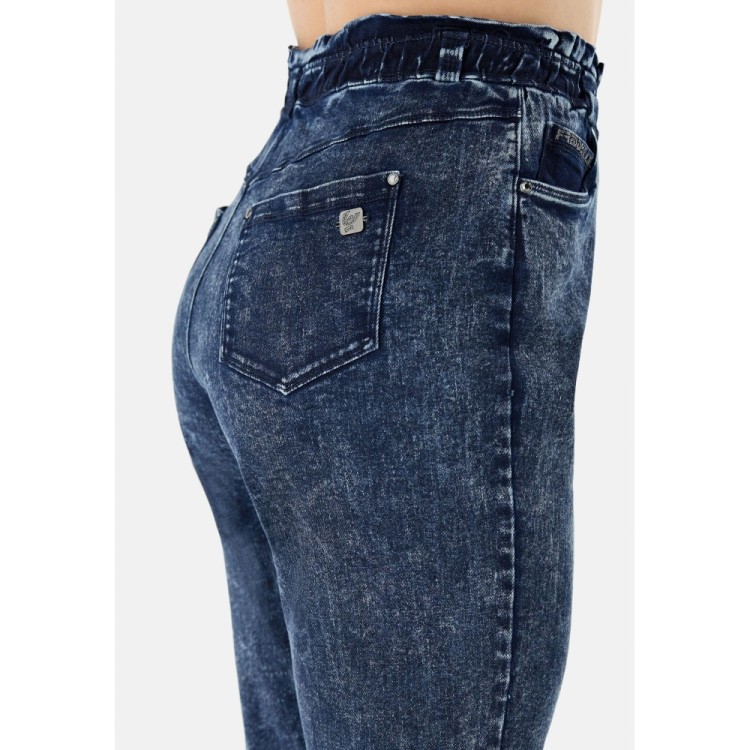 Freddy Fit Jeans - 7/8 Super High Waist Regular - Paperbag Waist - J82B - Bleached Denim - Blue Seam