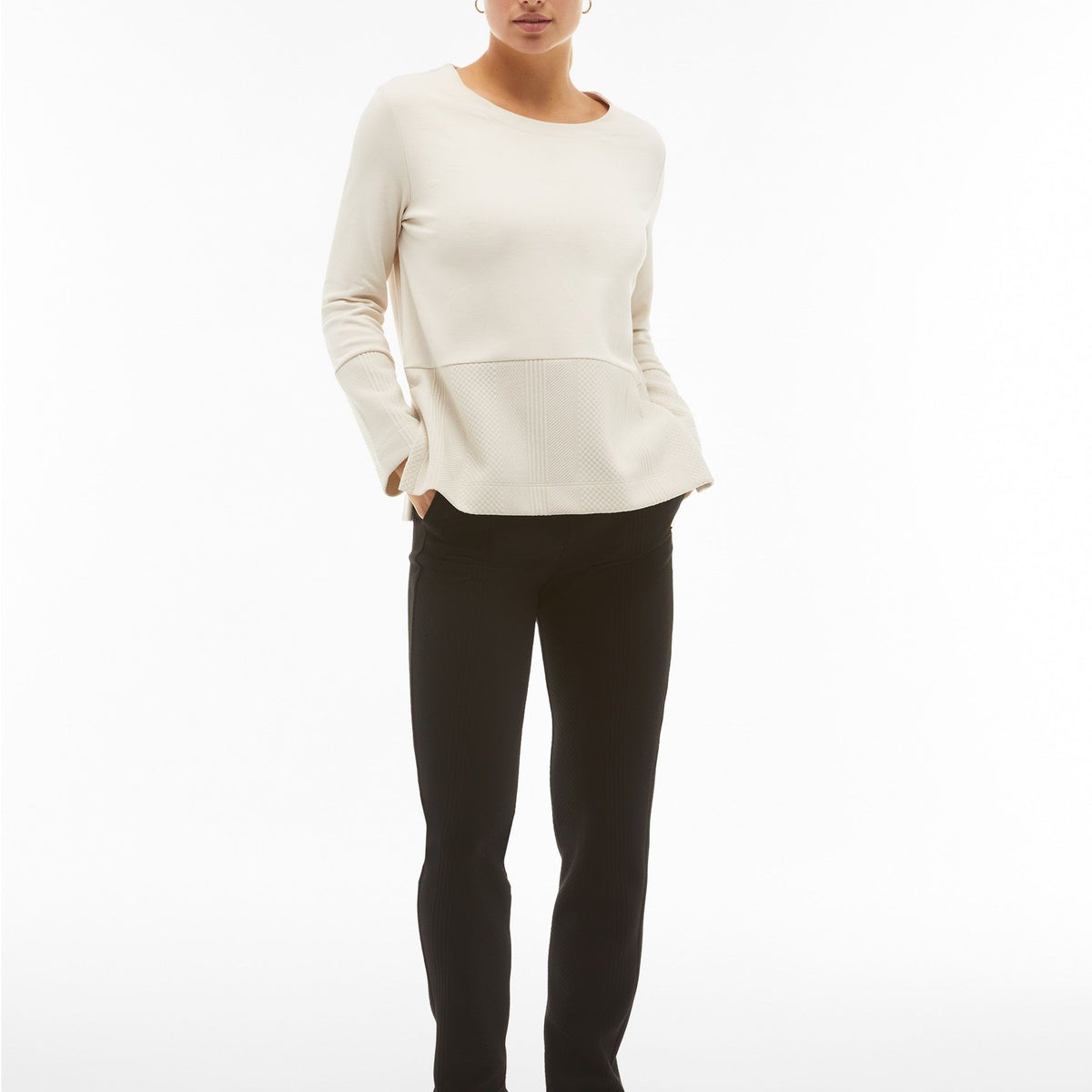 Bonded fleece trousers with the look of cable-knit wool - N – Freddywear