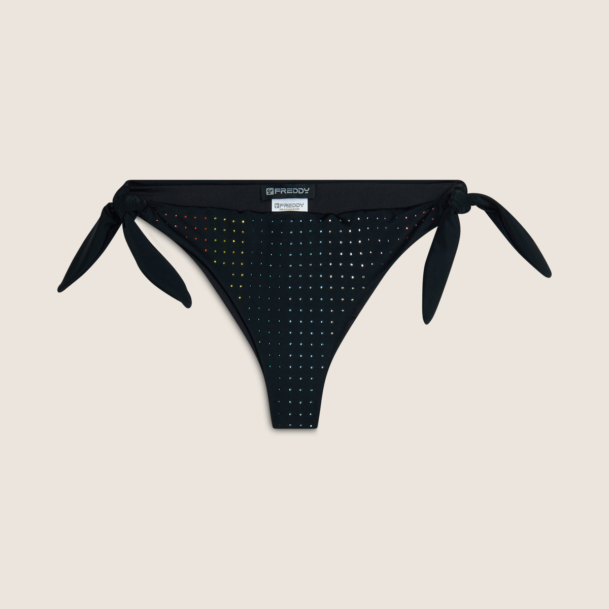 Freddy Bikinihose mit Strassverzierung - An den Seiten gebunden - BLACK – Freddywear