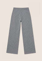 Wide-leg melange trousers with neon pink details - Mélange Gray