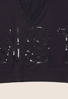 Cropped V-neck sweatshirt with maxi print - Black