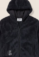 Teddy fleece hoodie with a zip - Black