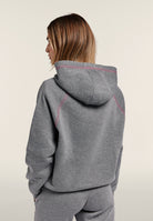 Comfort melange hoodie with neon embroidery - Mélange Gray
