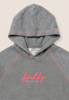 Comfort melange hoodie with neon embroidery - Mélange Gray