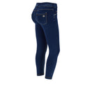 N.O.W. Comfort Mid Waist Skinny 7/8 Denim Jeans - Denim Dark Blue - Yellow Seam